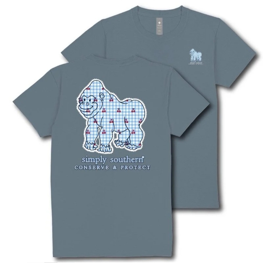 Simply Southern Gorilla Animal Tracker Graphic T-Shirt, NWT